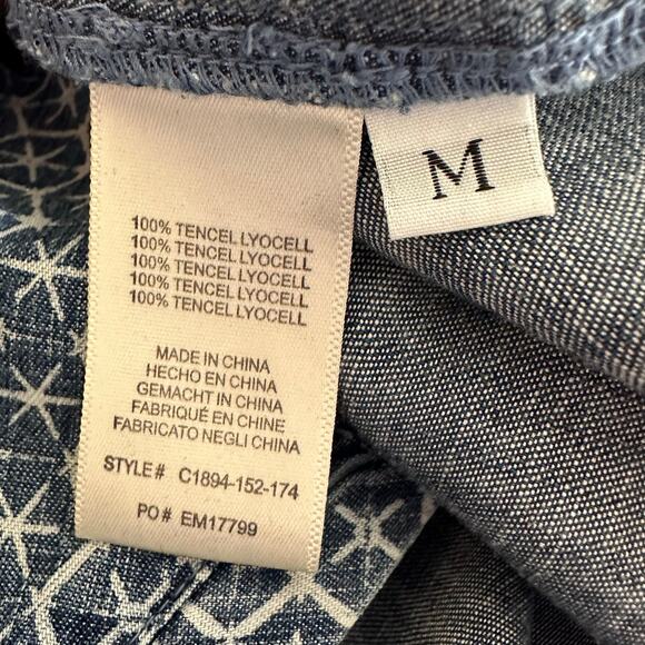 Cloth & Stone Women's V-Neck Short Sleeves Blue & White Dress Size M - Picture 7 of 8